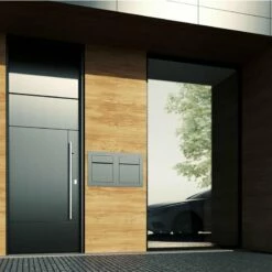 Unterputz Einbaubriefkasten RAL 9007 Grau Metallic 2 Parteien -Türschilder aus Edelstahl Geschäft unterputz einbaubriefkasten ral 9007 grau metallic 2 parteien3