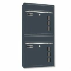Wandbriefkästen Mit Sichtfenster Beliebig Erweiterbar Bis 50 Kästen In RAL 7016 Feinstruktur Mit Edelstahlblende