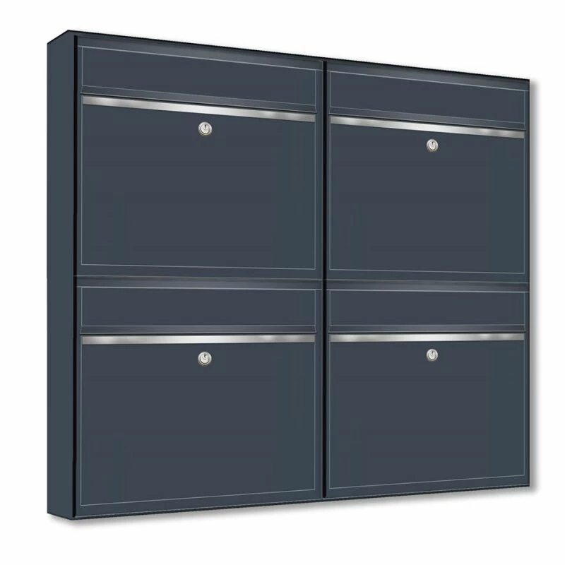 Wandbriefkästen Ohne Sichtfenster Beliebig Erweiterbar Bis 50 Kästen In RAL 7016 Feinstruktur Mit Edelstahlblende 3 Wandbriefkästen Ohne Sichtfenster Beliebig Erweiterbar Bis 50 Kästen In RAL 7016 Feinstruktur Mit Edelstahlblende – Bild 3