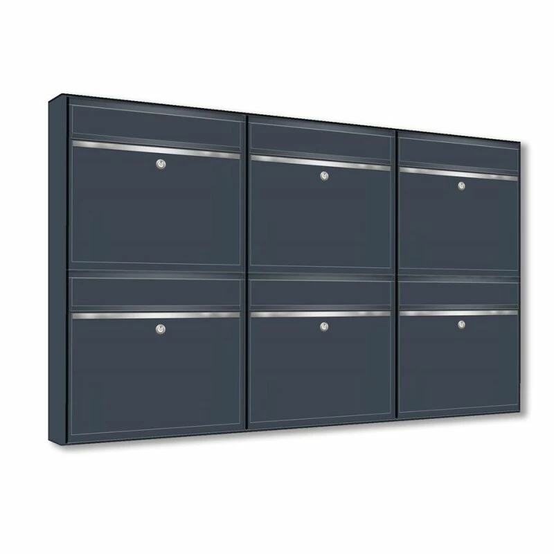 Wandbriefkästen Ohne Sichtfenster Beliebig Erweiterbar Bis 50 Kästen In RAL 7016 Feinstruktur Mit Edelstahlblende 4 Wandbriefkästen Ohne Sichtfenster Beliebig Erweiterbar Bis 50 Kästen In RAL 7016 Feinstruktur Mit Edelstahlblende – Bild 4