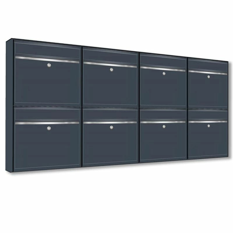 Wandbriefkästen Ohne Sichtfenster Beliebig Erweiterbar Bis 50 Kästen In RAL 7016 Feinstruktur Mit Edelstahlblende 5 Wandbriefkästen Ohne Sichtfenster Beliebig Erweiterbar Bis 50 Kästen In RAL 7016 Feinstruktur Mit Edelstahlblende – Bild 5