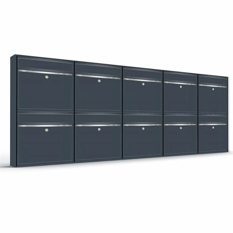 Wandbriefkästen Ohne Sichtfenster Beliebig Erweiterbar Bis 50 Kästen In RAL 7016 Feinstruktur Mit Edelstahlblende 6 Wandbriefkästen Ohne Sichtfenster Beliebig Erweiterbar Bis 50 Kästen In RAL 7016 Feinstruktur Mit Edelstahlblende – Bild 6