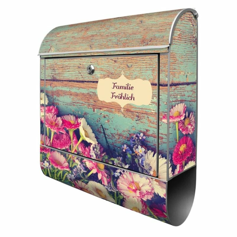 Wandbriefkasten Briefkasten Edelstahl Blumenpfücken 2 Wandbriefkasten Briefkasten Edelstahl Blumenpfücken – Bild 2