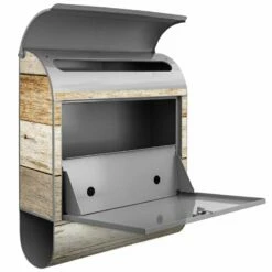 Wandbriefkasten Briefkasten Edelstahl Graues Holz -Türschilder aus Edelstahl Geschäft wandbriefkasten briefkasten edelstahl graues holz3