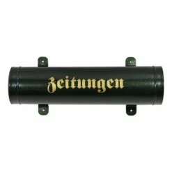 Zeitungsrolle Briefkasten Postkasten Katalogeinwurf Antik Nostalgie Grün