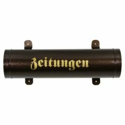 Zeitungsrolle Briefkasten Postkasten Katalogeinwurf Antik Nostalgie Kupfer