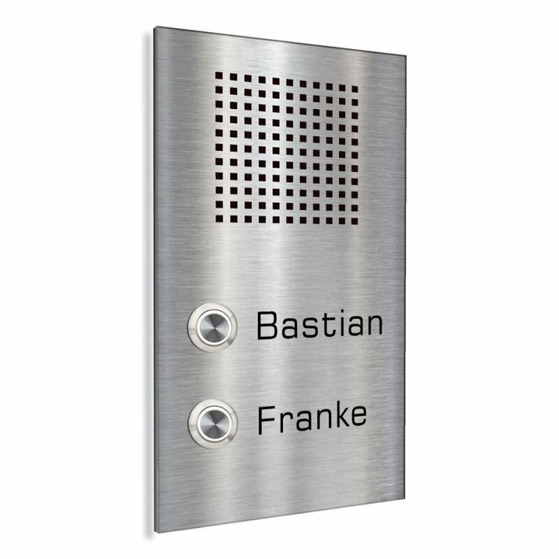 Zweifamilien Edelstahl Türklingel 150x250mm Mit Sprechsieb 1 Zweifamilien Edelstahl Türklingel 150x250mm Mit Sprechsieb