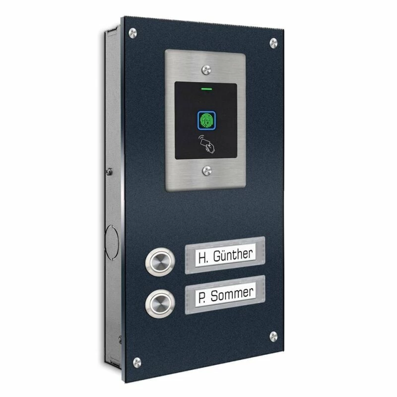 Zweifamilien Türklingel 145x260mm Mit FINGERPRINT Beschriftungsfeld 1 Zweifamilien Türklingel 145x260mm Mit FINGERPRINT Beschriftungsfeld