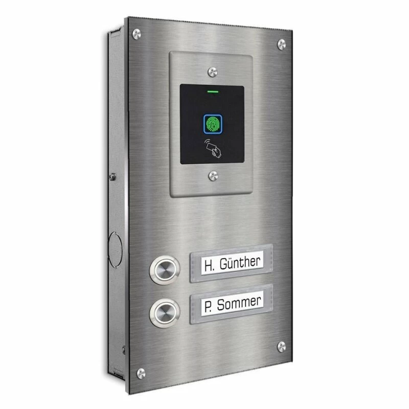 Zweifamilien Türklingel 145x260mm Mit FINGERPRINT Beschriftungsfeld 2 Zweifamilien Türklingel 145x260mm Mit FINGERPRINT Beschriftungsfeld – Bild 2